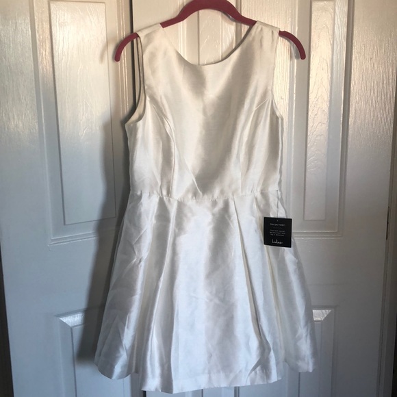 NWT White Satin Open Back Dress - Picture 2 of 3